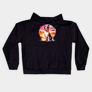 Watercolor Boston Terrier Sunset Kids Hoodie